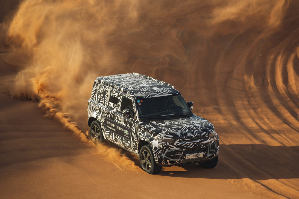 Red Cross experts push the new Land Rover Defender prototype to the limit in Dubai desert training